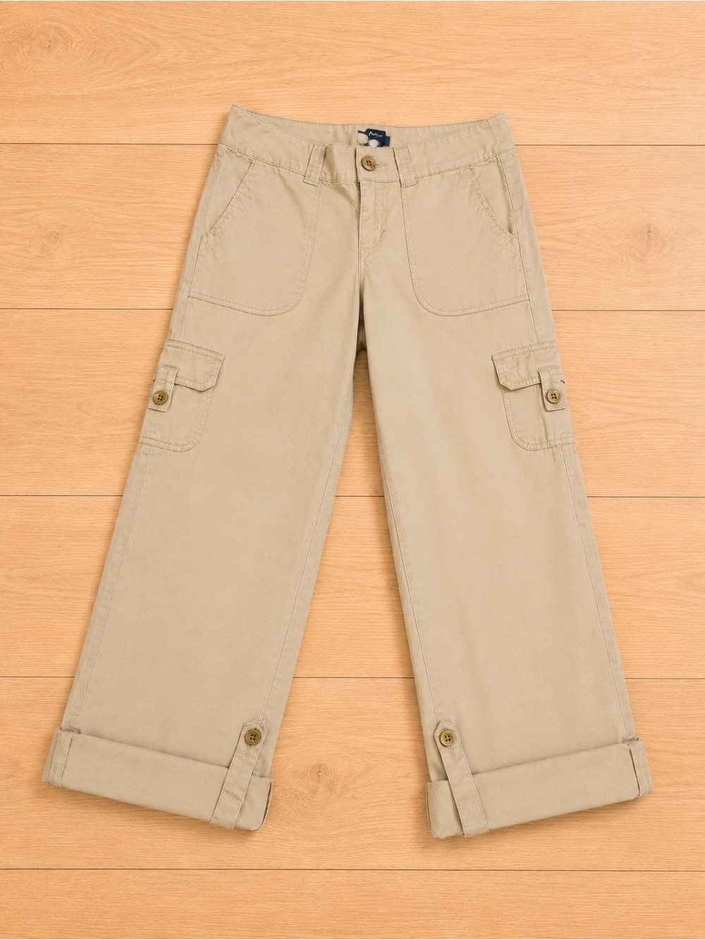 Express Women’s Khaki Convertible Cargo Pants Size 4 Roll Tab Utility Capris